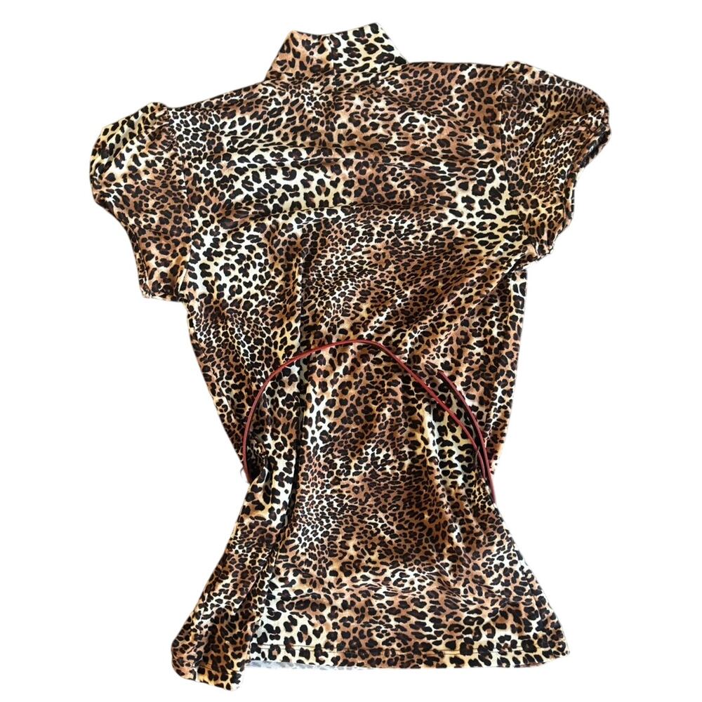 Vintage babydoll puff sleeve high neck cheetah top - Picture 5 of 5